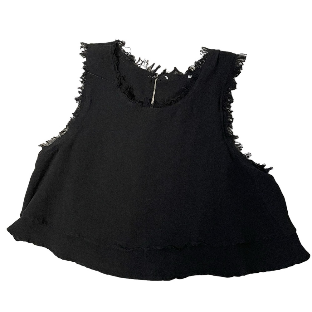 Black frilled cropped tank top